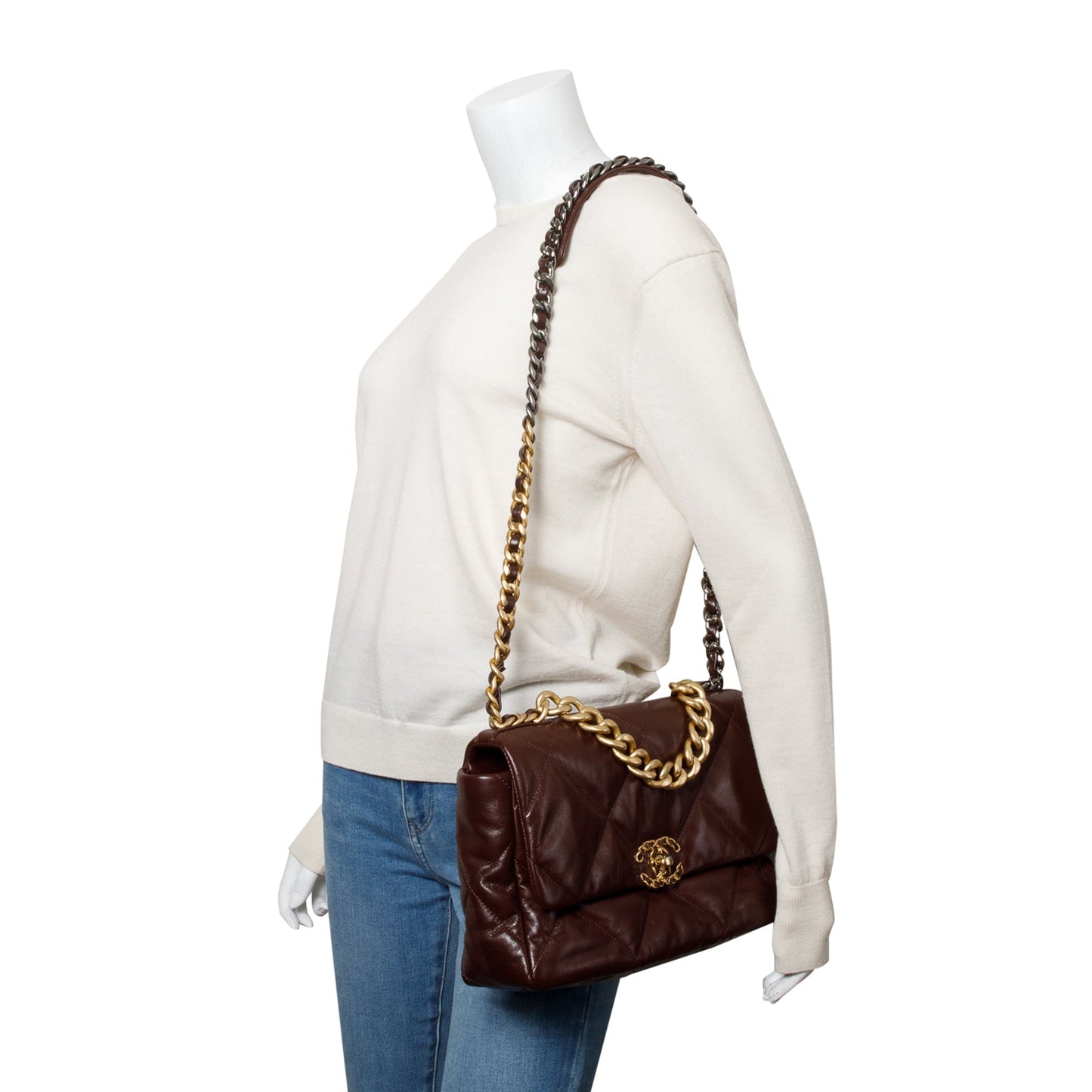 Chanel Burgundy 2020 Lambskin Leather Large 19 Flap Bag