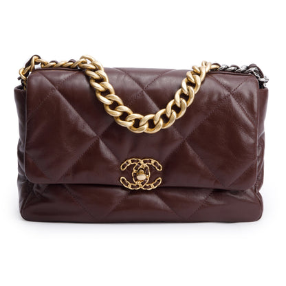Chanel Burgundy 2020 Lambskin Leather Large 19 Flap Bag