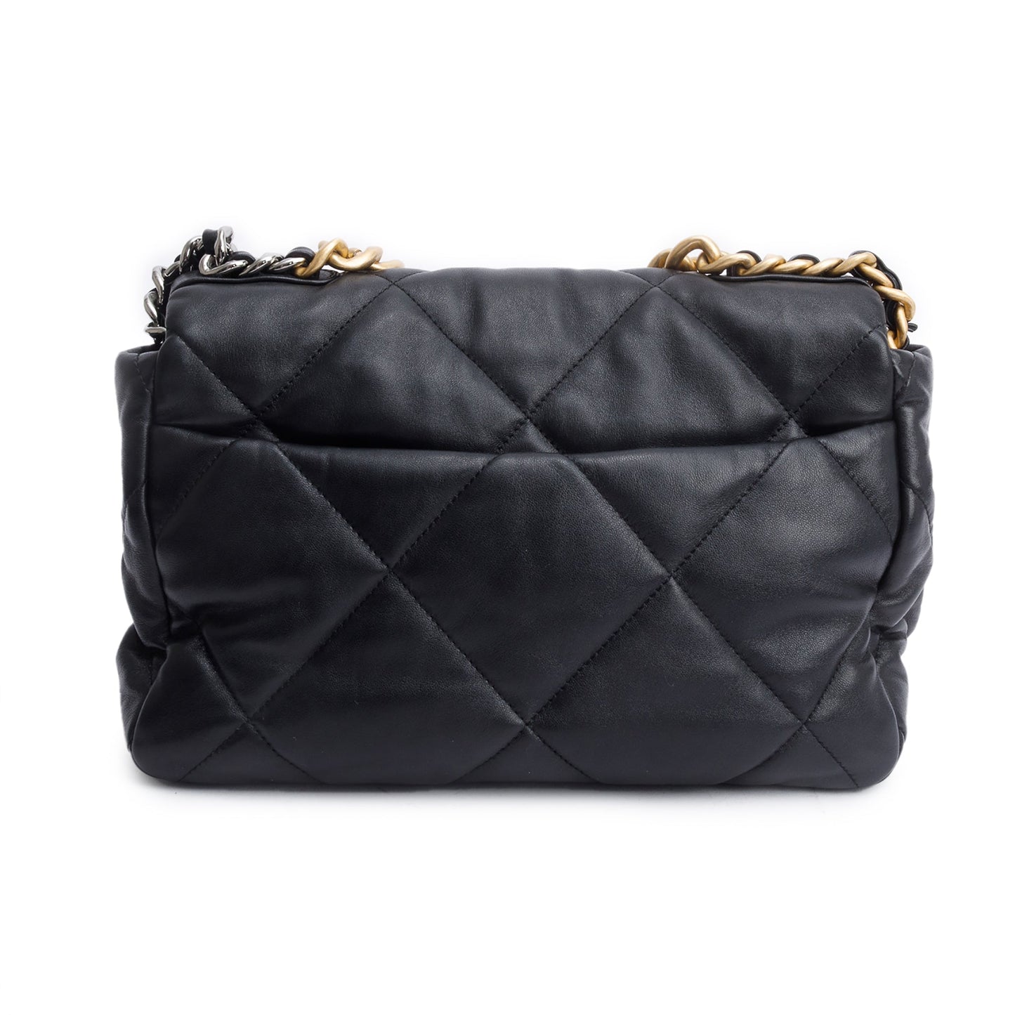 Chanel Black Lambskin Leather Large 19 Flap Bag