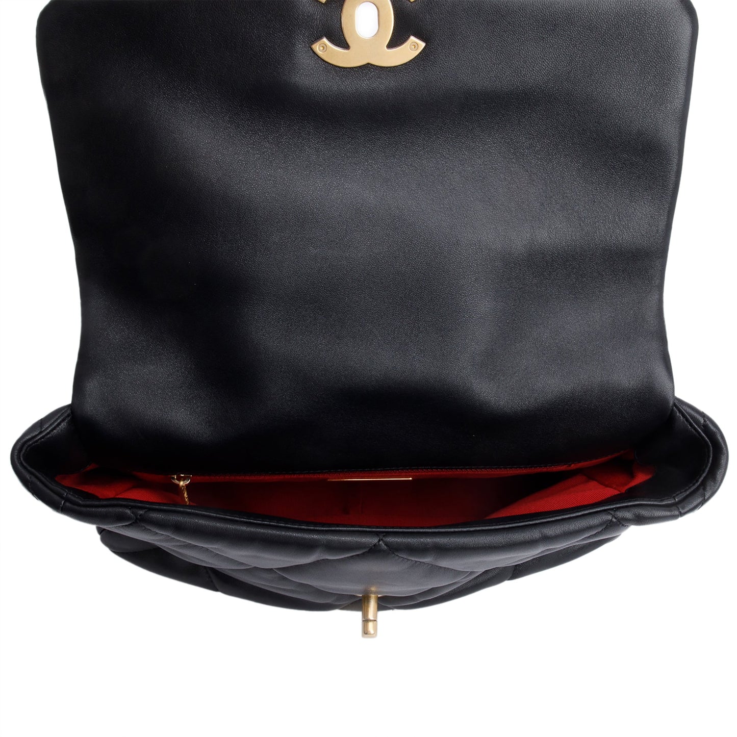 Chanel Black Lambskin Leather Large 19 Flap Bag