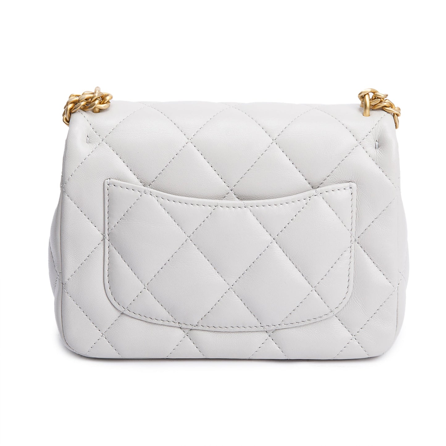 Chanel 2025 Grey Quilted Lambskin Leather Sweetheart Square Mini Flap Bag