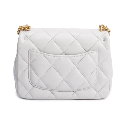Chanel 2025 Grey Quilted Lambskin Leather Sweetheart Square Mini Flap Bag