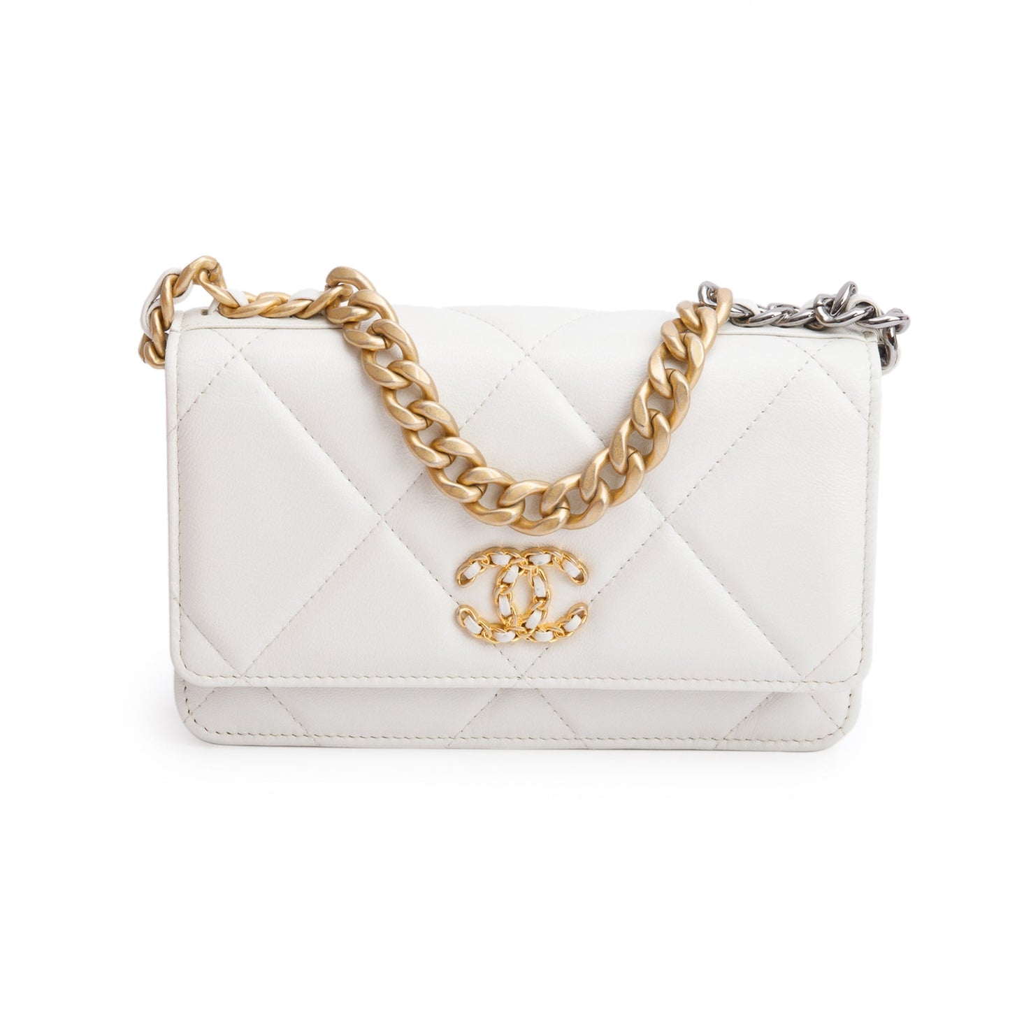 Chanel 2020 White Lambskin Leather 19 Wallet On Chain