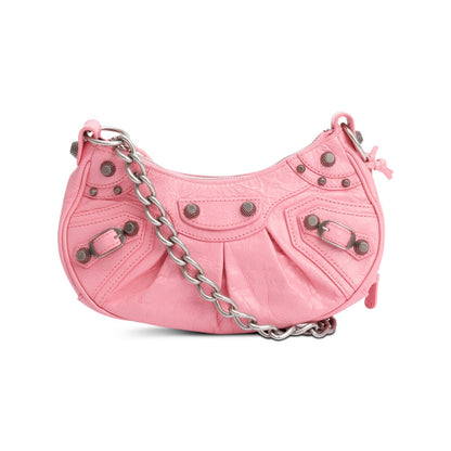 Balenciaga Pink Arena Calfskin Leather Le Cagole XS Chain Shoulder Bag