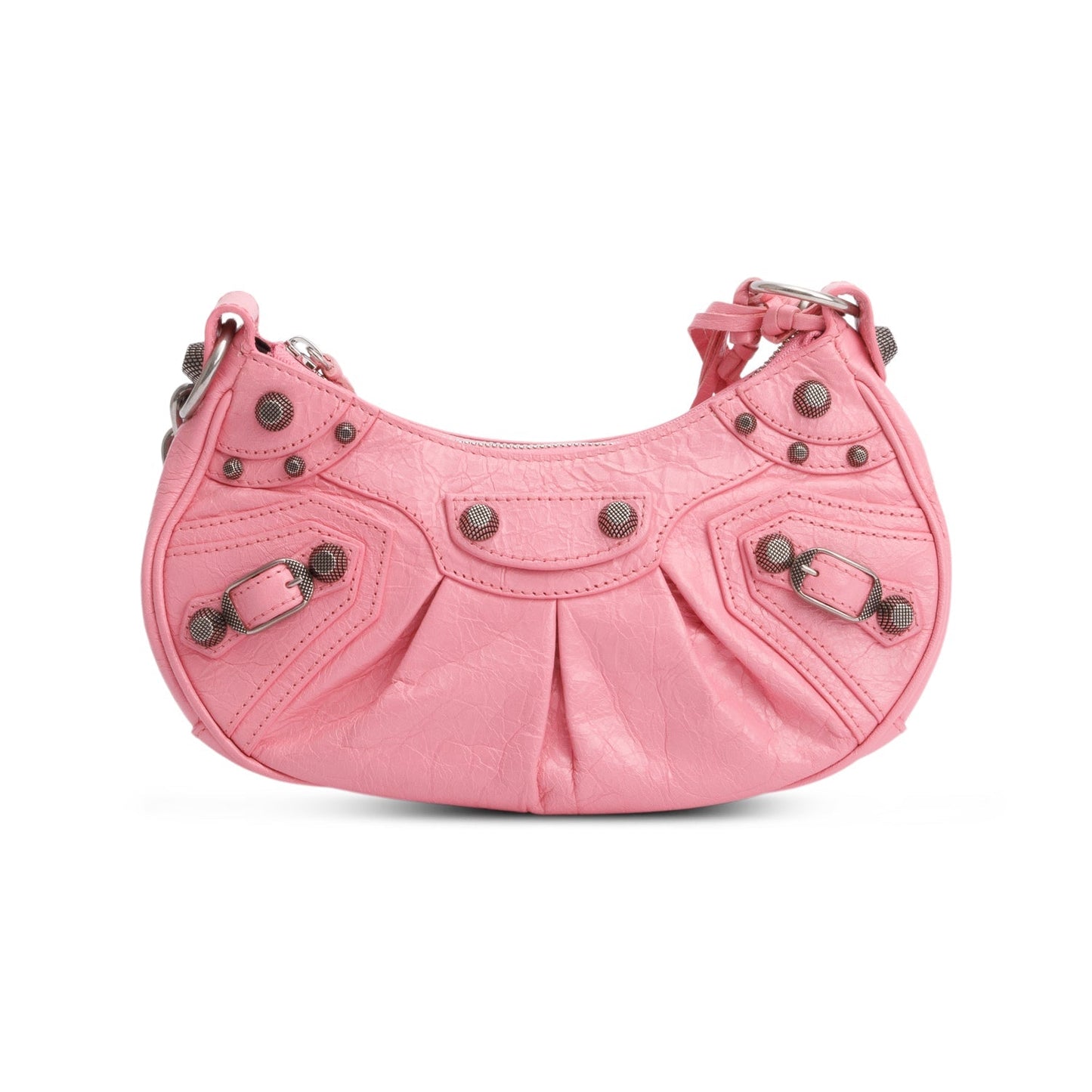 Balenciaga Pink Arena Calfskin Leather Le Cagole XS Chain Shoulder Bag