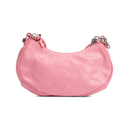 Balenciaga Pink Arena Calfskin Leather Le Cagole XS Chain Shoulder Bag