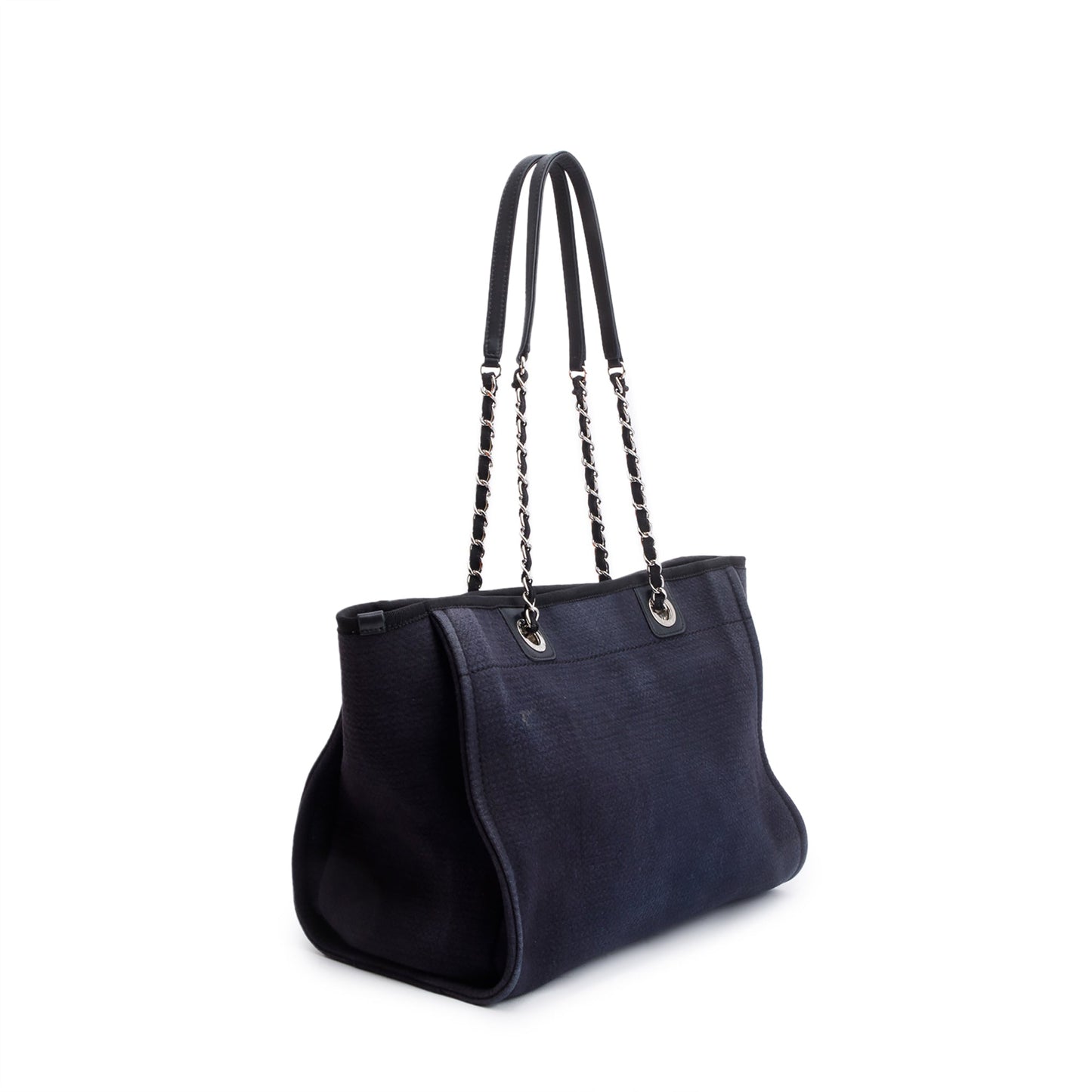 Chanel 2022 Navy Mixed Fibers Small Deauville Tote