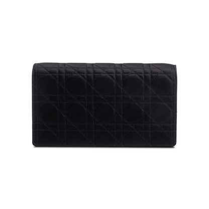 Christian Dior Black Cannage Satin Lady Dior Chain Pouch