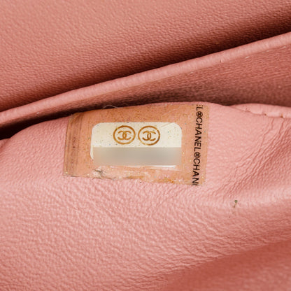 Chanel Peach Quilted Patent Leather Classic Medium Double Flap Bag