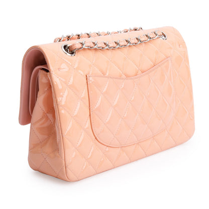 Chanel Peach Quilted Patent Leather Classic Medium Double Flap Bag