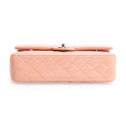 Chanel Peach Quilted Patent Leather Classic Medium Double Flap Bag