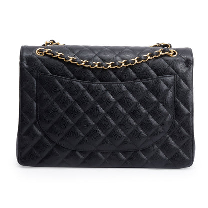 Chanel Black Quilted Caviar Leather Classic Maxi Double Flap Bag