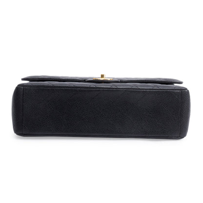 Chanel Black Quilted Caviar Leather Classic Maxi Double Flap Bag