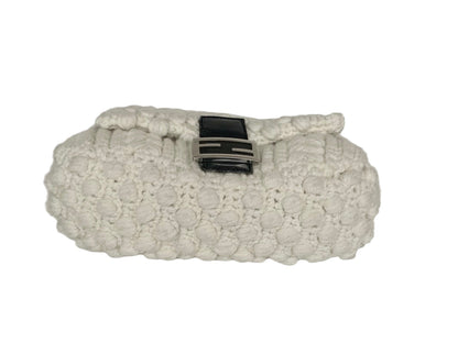 Fendi Mamma Baguette White Wool Pom pom