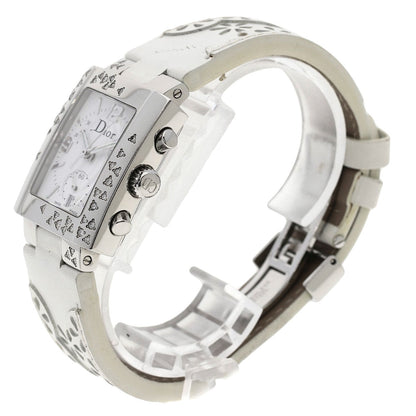 Christian Dior Watches Quartz D81-101 Stainless Steel, Leather Silver Riva Diamond Bezel white dial Women