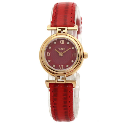FENDI Watches Quartz 2700L PGP, leather gold Round face Red dial Women