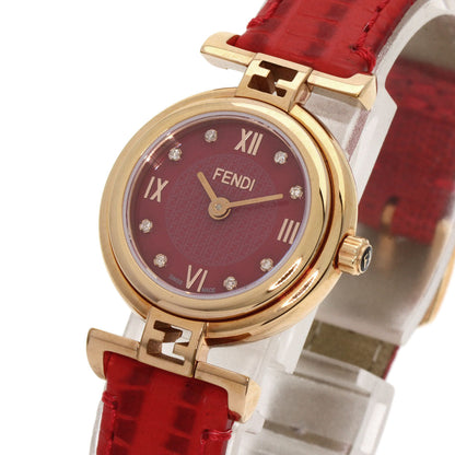 FENDI Watches Quartz 2700L PGP, leather gold Round face Red dial Women