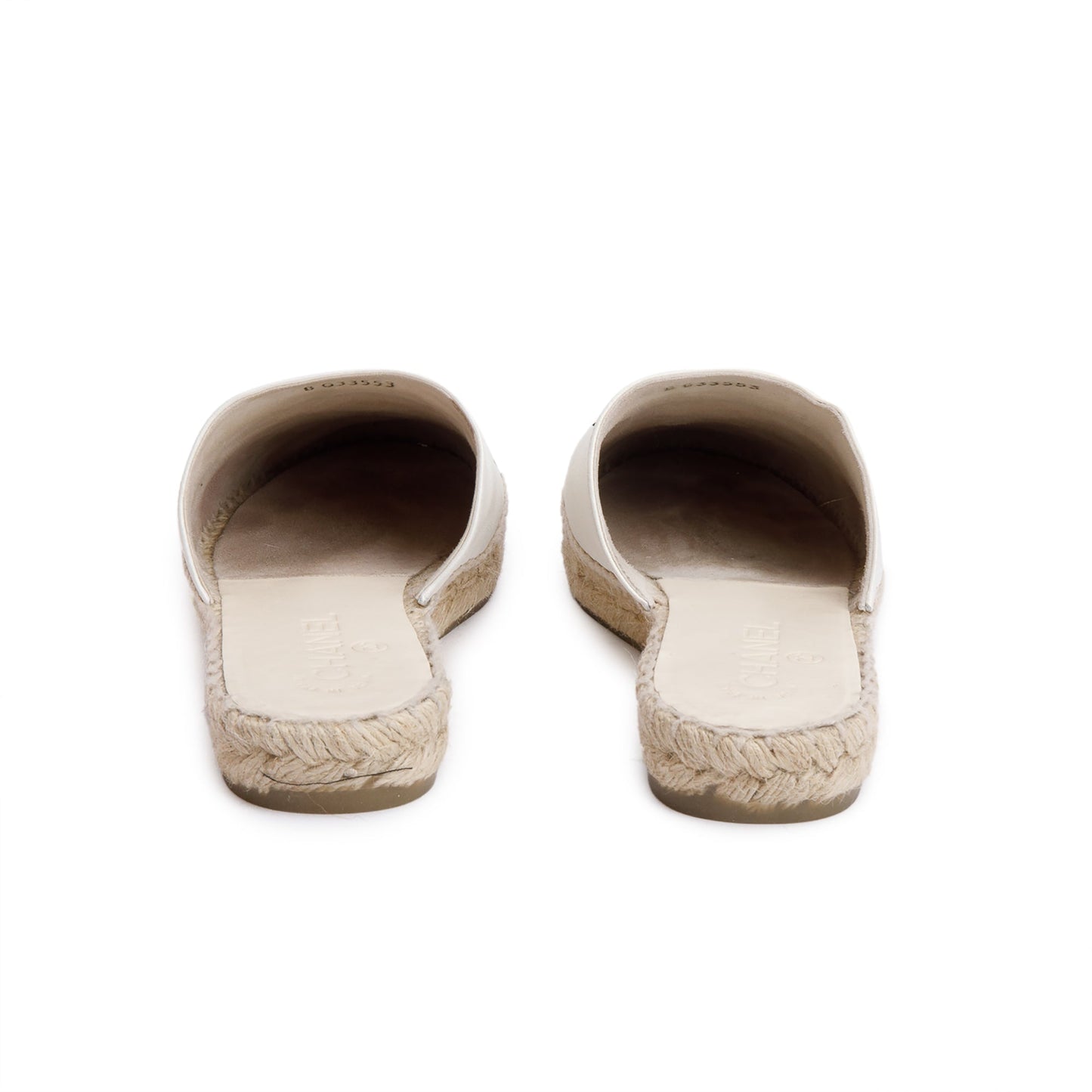 Chanel Black/ White Leather CC Logo Espadrille Mule, Size 38