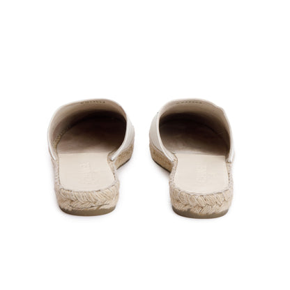 Chanel Black/ White Leather CC Logo Espadrille Mule, Size 38