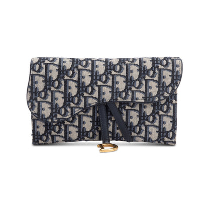 Christian Dior Oblique Jacquard Saddle Pouch with Chain