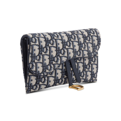 Christian Dior Oblique Jacquard Saddle Pouch with Chain