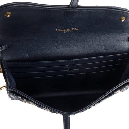 Christian Dior Oblique Jacquard Saddle Pouch with Chain