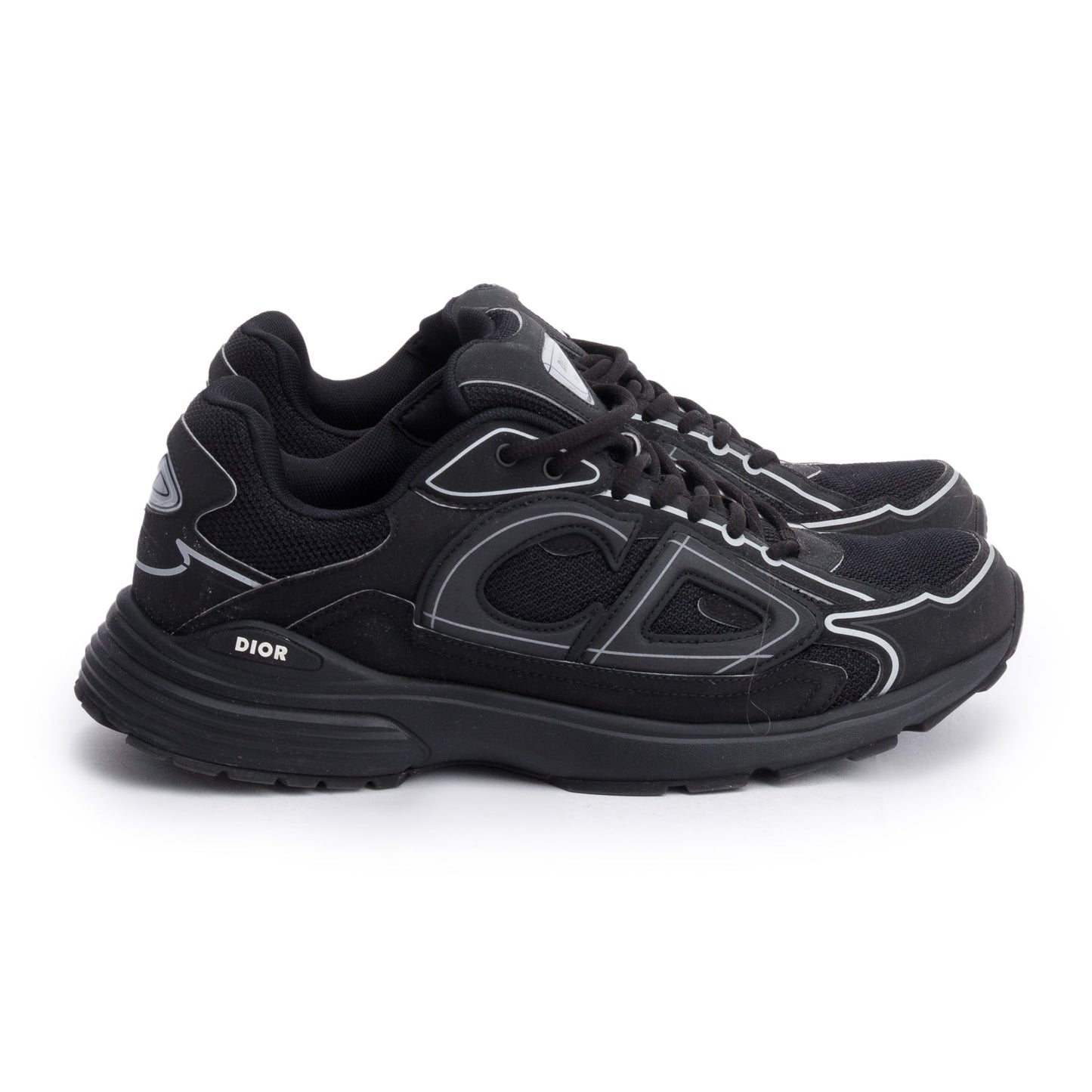 Christian Dior Black/Grey Mesh Technical Fabric B30 Sneakers, Size 413