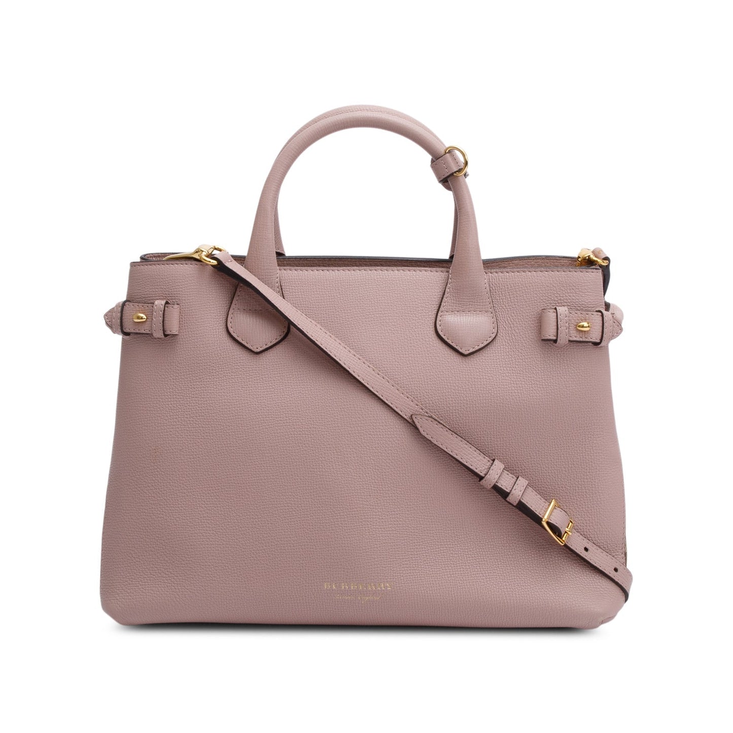 Burberry Pink Calfskin Leather House Check Medium Banner Tote