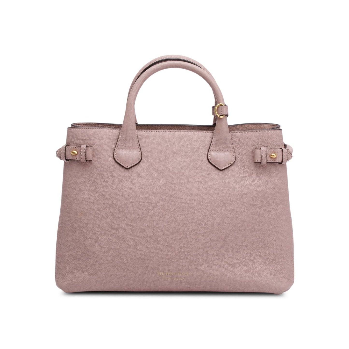 Burberry Pink Calfskin Leather House Check Medium Banner Tote