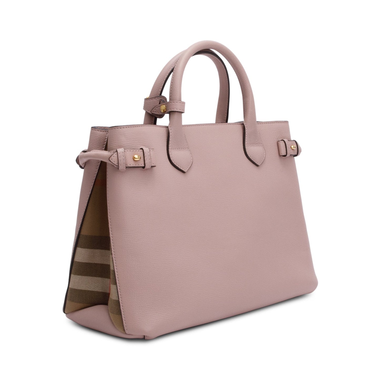Burberry Pink Calfskin Leather House Check Medium Banner Tote