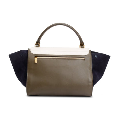 Celine Tricolor Calfskin Leather and Suede Medium Trapeze Bag