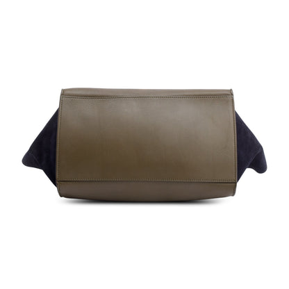 Celine Tricolor Calfskin Leather and Suede Medium Trapeze Bag