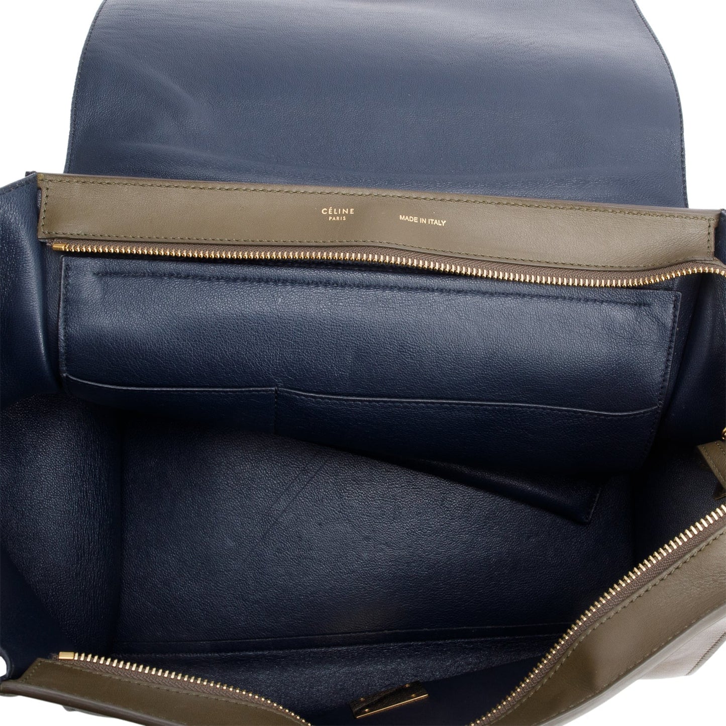 Celine Tricolor Calfskin Leather and Suede Medium Trapeze Bag