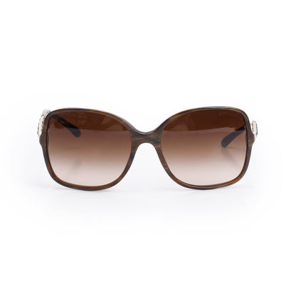Chanel 5210-Q Chain Link Leather Interlocking CC Accent Square Sunglasses