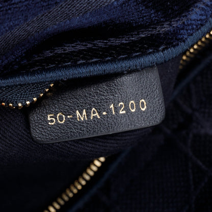 Christian Dior 2020 Navy Toile De Jouy Embroidery Medium Lady D-Lite Bag
