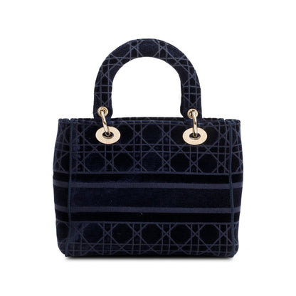 Christian Dior 2020 Navy Toile De Jouy Embroidery Medium Lady D-Lite Bag