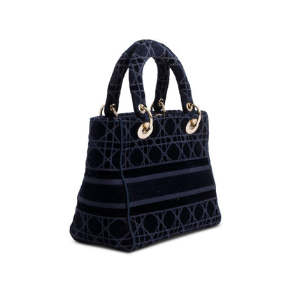 Christian Dior 2020 Navy Toile De Jouy Embroidery Medium Lady D-Lite Bag