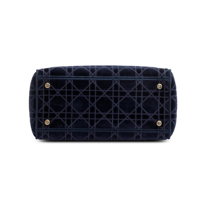 Christian Dior 2020 Navy Toile De Jouy Embroidery Medium Lady D-Lite Bag