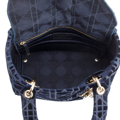 Christian Dior 2020 Navy Toile De Jouy Embroidery Medium Lady D-Lite Bag