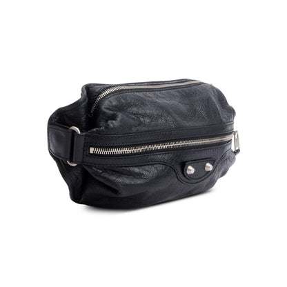 Balenciaga Black Arena Leather Classic Motocross Neo Lift Hip Bag