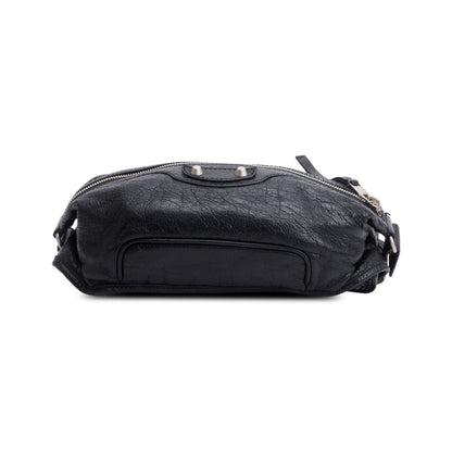 Balenciaga Black Arena Leather Classic Motocross Neo Lift Hip Bag