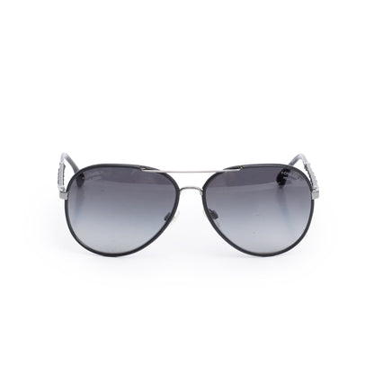 Chanel 4219-Q Gun-Metal Chain-Link Accent Aviator Sunglasses