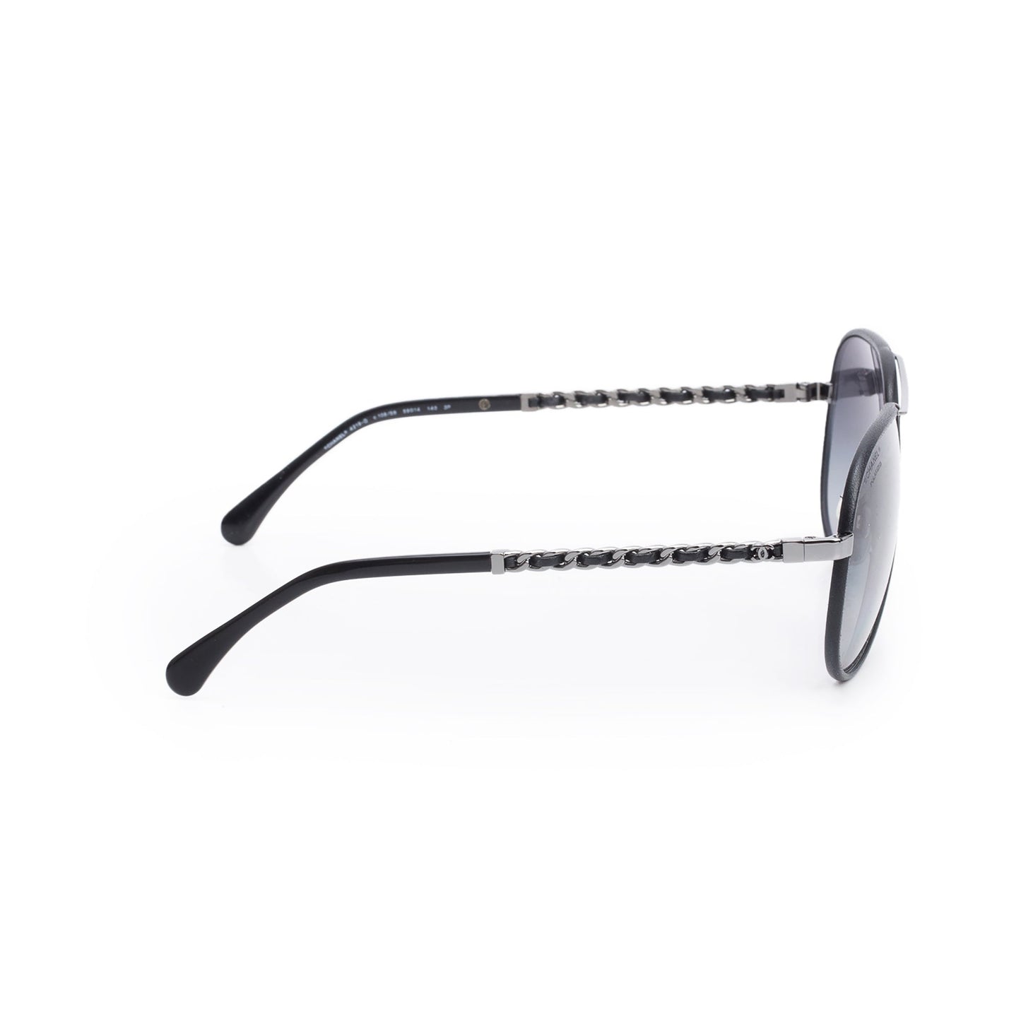 Chanel 4219-Q Gun-Metal Chain-Link Accent Aviator Sunglasses