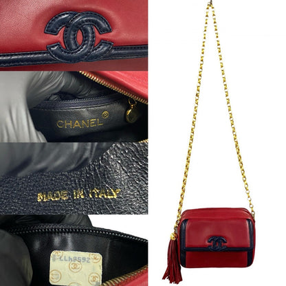 CHANEL Shoulder Bag lambskin Red COCO Mark Women