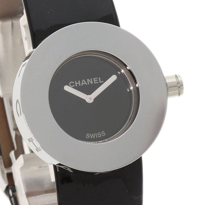 CHANEL Watches Quartz H0579 Stainless Steel, Leather Silver La Ronde black dial Women