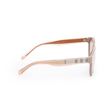 Burberry B 4249 Beige Acetate Check Trim Cat-Eye Mirrored Sunglasses