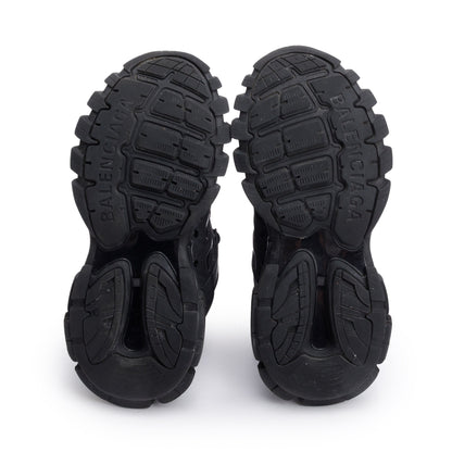 Balenciaga Black Leather Fabric Mesh Track Sneakers, Size 42