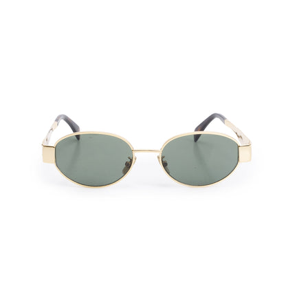 Celine CL40235U Gold Tone Triomphe Metal 01 Oval Sunglasses