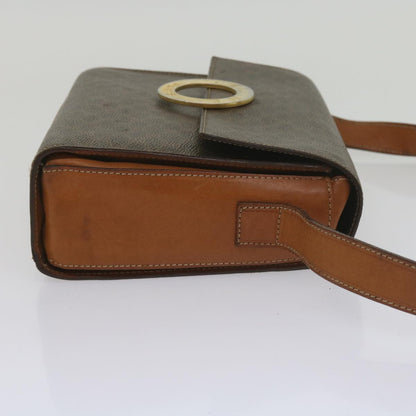 Luxury CELINE Macadam Canvas Shoulder Bag PVC Leather Brown  60985
