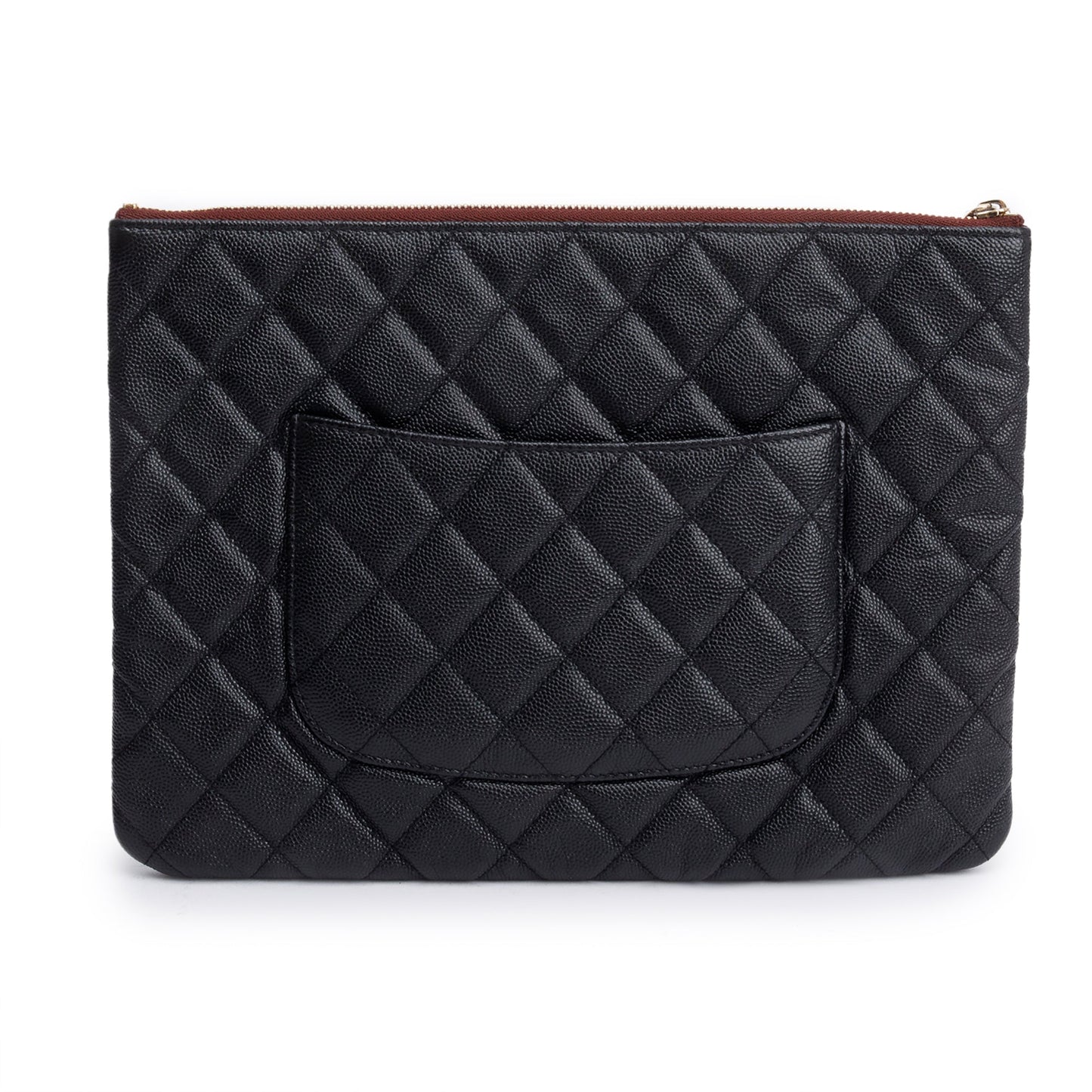 Chanel Black Quilted Caviar Leather Medium O-Case Clutch